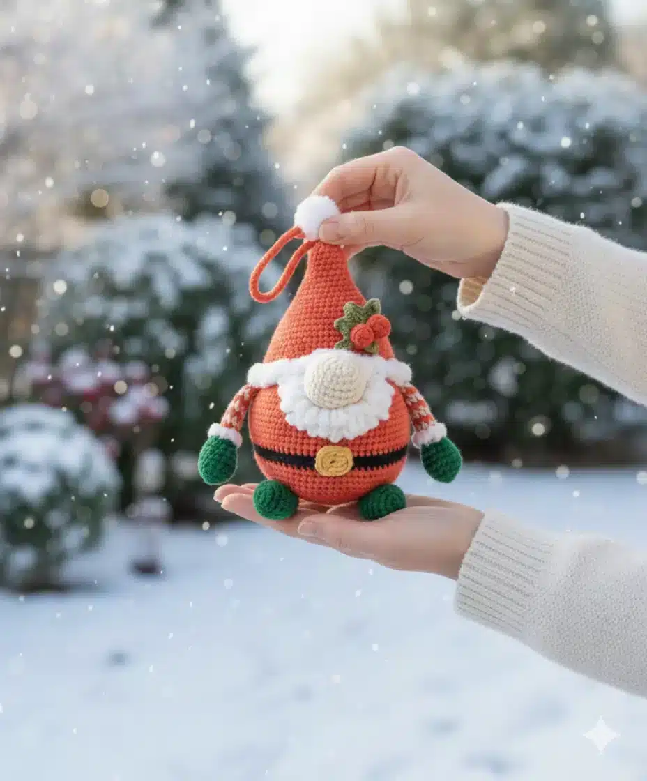 Crochet Christmas Gnome Ornament