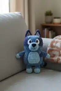 Plush puppy amigurumi pattern made with chenille yarn