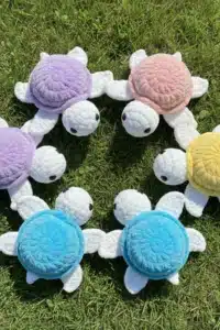 Finished plush turtle from the baby turtle amigurumi pattern